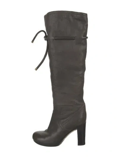 Pre-owned See By Chloé Leather Lace-up Boots In Gray