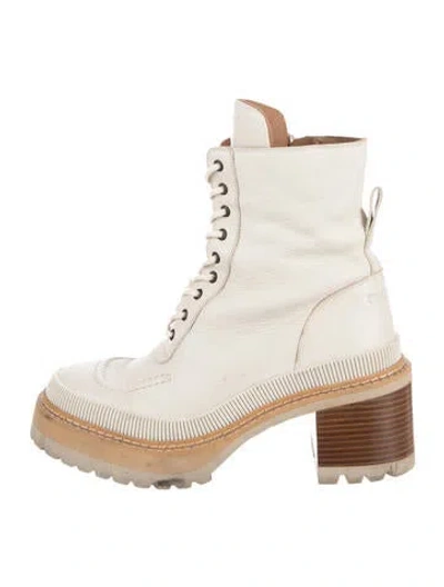Pre-owned See By Chloé Leather Lace-up Boots In Neutrals