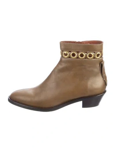 Pre-owned See By Chloé Leather Lasercut Accents Boots In Brown
