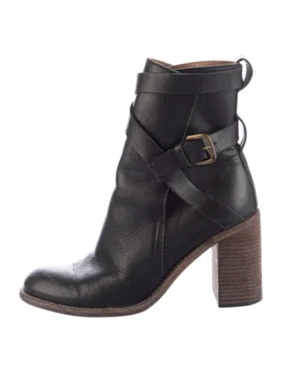 Pre-owned See By Chloé Leather Moto Boots In Black