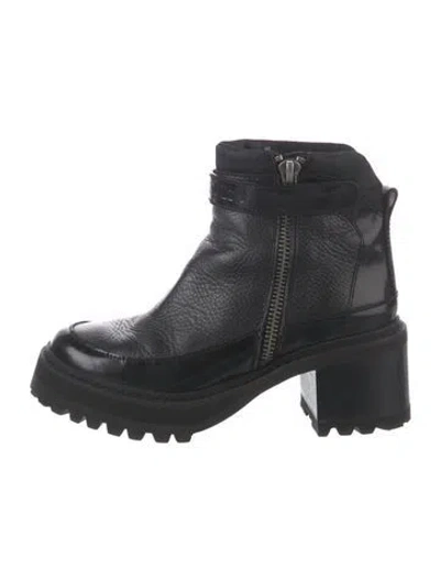 Pre-owned See By Chloé Leather Moto Boots In Black