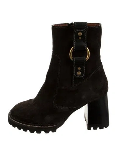 Pre-owned See By Chloé Leather Moto Boots In Black