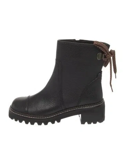 Pre-owned See By Chloé Leather Moto Boots In Black