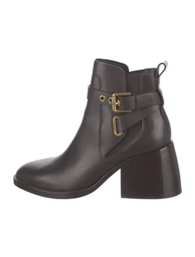 Pre-owned See By Chloé Leather Moto Boots In Brown