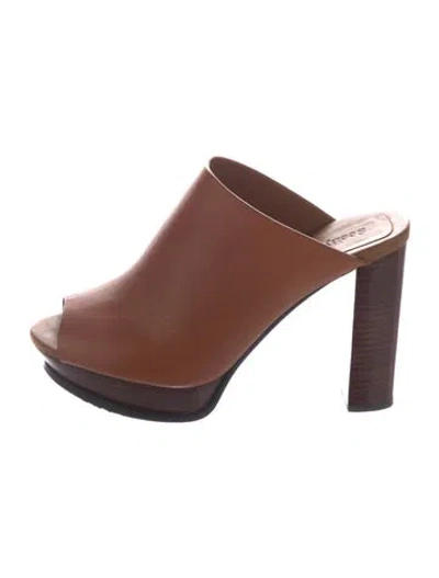 Pre-owned See By Chloé Leather Mules In Brown