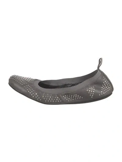 Pre-owned See By Chloé Leather Patterned Ballet Flats In Gray