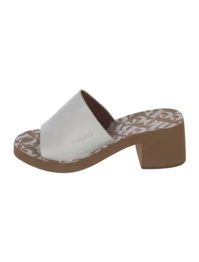 Pre-owned See By Chloé Leather Printed Slides In White