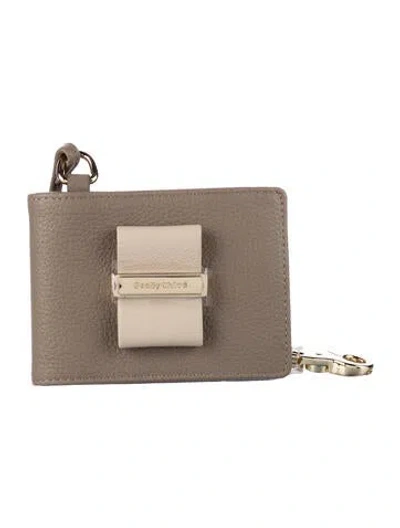 Pre-owned See By Chloé Leather Printed Wallet In Gray