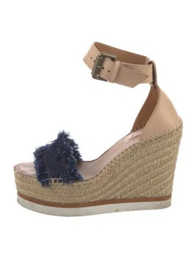 Pre-owned See By Chloé Leather Raw-edge Trim Espadrilles