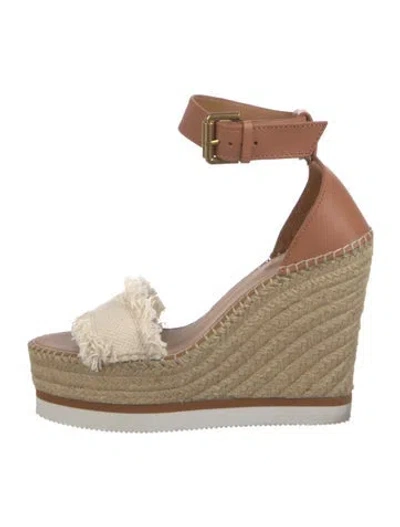 Pre-owned See By Chloé Leather Raw-edge Trim Espadrilles In Pink
