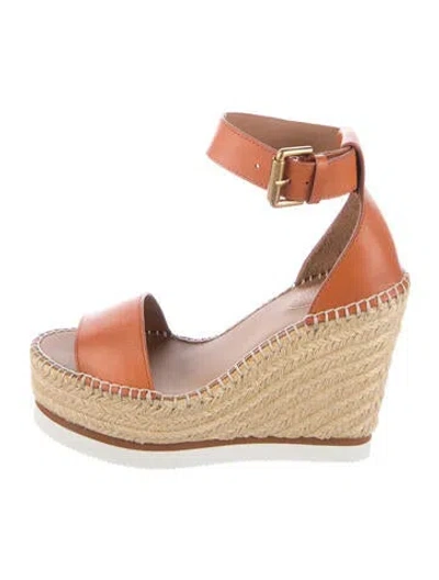 Pre-owned See By Chloé Leather Raw-edge Trim Pumps In Neutral