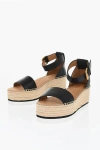 See By Chloé Leather Sandals Espadrillas Wedge 7 Cm