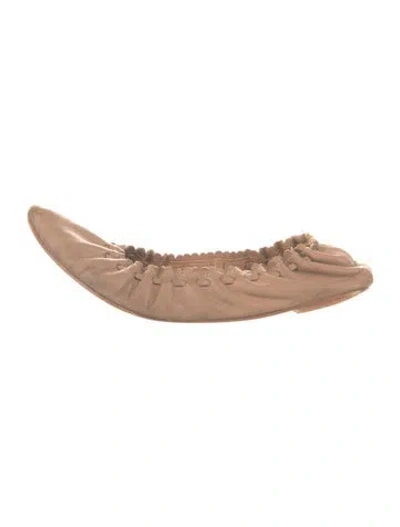 Pre-owned See By Chloé Leather Scalloped Accent Ballet Flats In Brown