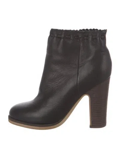 Pre-owned See By Chloé Leather Scalloped Accent Boots In Black