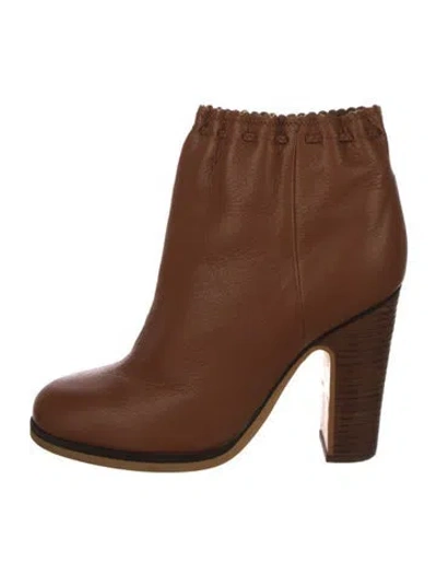 Pre-owned See By Chloé Leather Scalloped Accent Chelsea Boots In Brown
