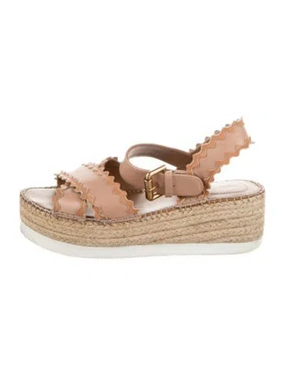 Pre-owned See By Chloé Leather Scalloped Accent Espadrilles In Multi