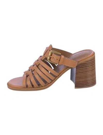Pre-owned See By Chloé Leather Slides In Brown