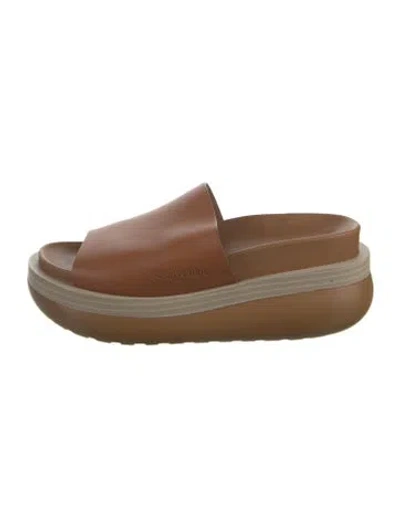 Pre-owned See By Chloé Leather Slides In Brown