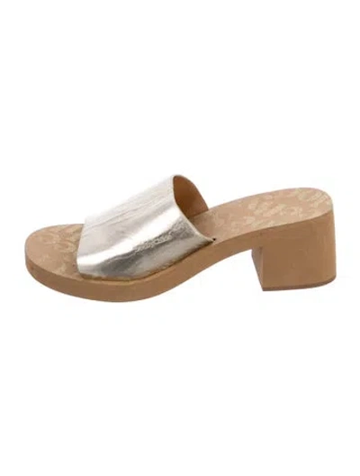 Pre-owned See By Chloé Leather Slides In Gold