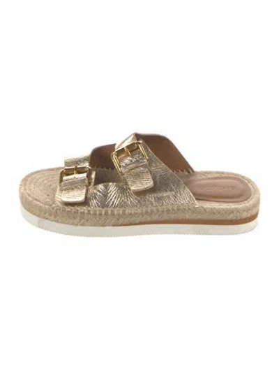 Pre-owned See By Chloé Leather Slides In Gold/metallic