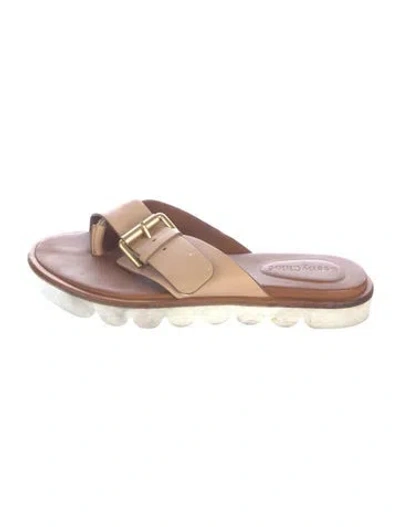 Pre-owned See By Chloé Leather Slides In Neutral