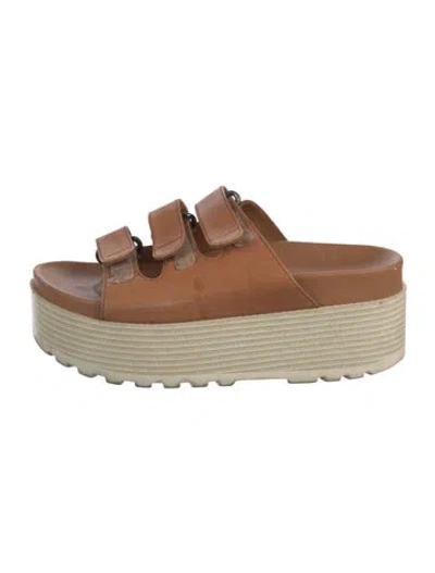 Pre-owned See By Chloé Leather Slides In Neutrals