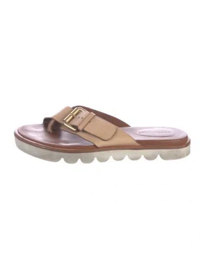 Pre-owned See By Chloé Leather Slides In Neutrals