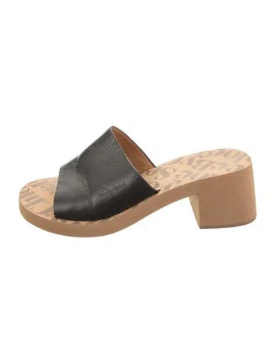 Pre-owned See By Chloé Leather Slides In White