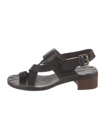 Pre-owned See By Chloé Leather Slingback Sandals In Black