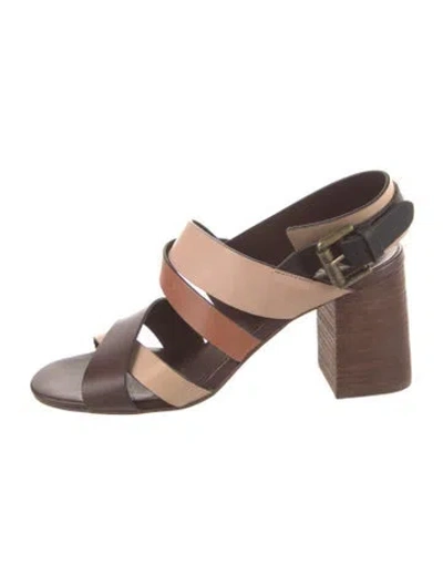 Pre-owned See By Chloé Leather Slingback Sandals In Brown