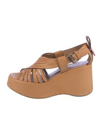 Pre-owned See By Chloé Leather Slingback Sandals In Brown