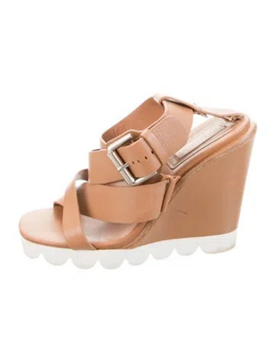 Pre-owned See By Chloé Leather Slingback Sandals In Brown