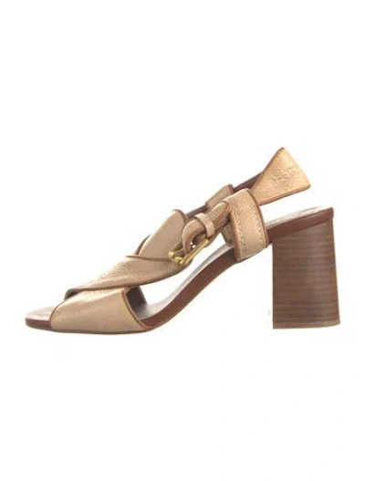 Pre-owned See By Chloé Leather Slingback Sandals In Neutral