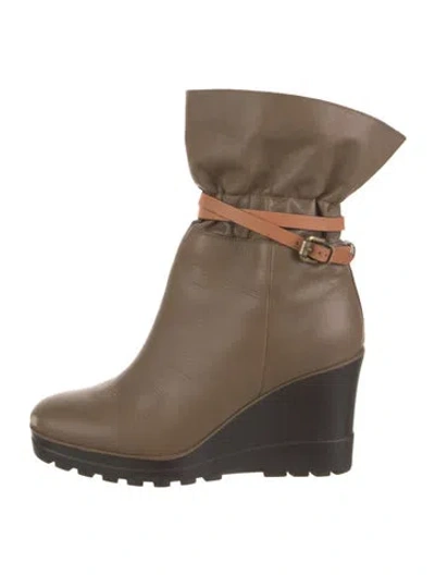 Pre-owned See By Chloé Leather Slouch Boots In Brown