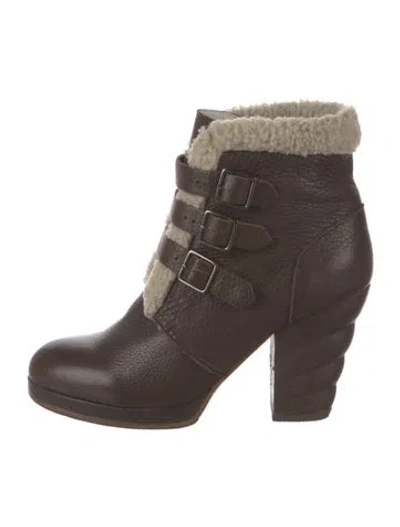 Pre-owned See By Chloé Leather Snow Boots In Brown