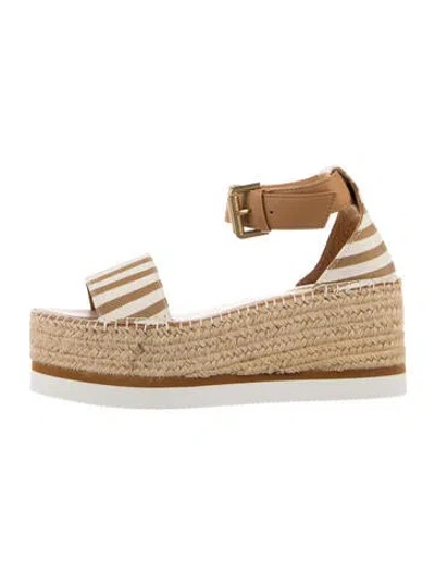 Pre-owned See By Chloé Leather Striped Espadrilles In Brown