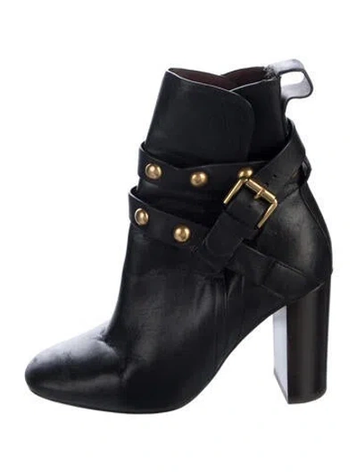 Pre-owned See By Chloé Leather Studded Accents Boots In Black