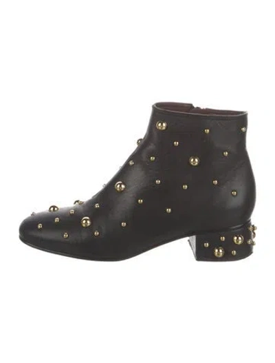 Pre-owned See By Chloé Leather Studded Accents Boots In Black