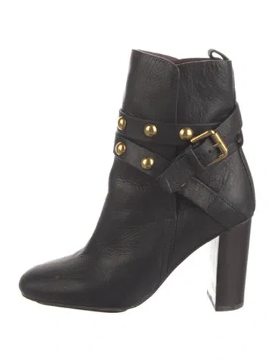 Pre-owned See By Chloé Leather Studded Accents Boots In Black
