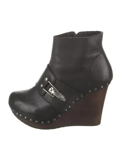 Pre-owned See By Chloé Leather Studded Accents Boots In Black