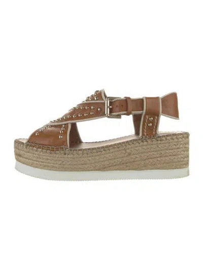 Pre-owned See By Chloé Leather Studded Accents Espadrilles In Blue