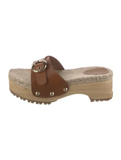 Pre-owned See By Chloé Leather Studded Accents Espadrilles In Brown