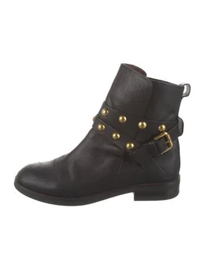 Pre-owned See By Chloé Leather Studded Accents Moto Boots In Multi