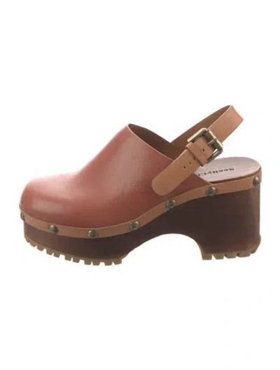 Pre-owned See By Chloé Leather Studded Accents Mules In Brown