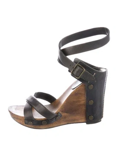 Pre-owned See By Chloé Leather Studded Accents Sandals In Blue