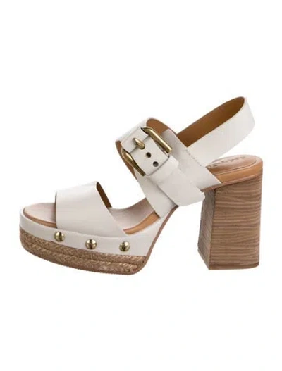 Pre-owned See By Chloé Leather Studded Accents Sandals In Neutral