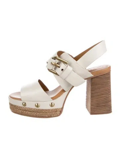 Pre-owned See By Chloé Leather Studded Accents Sandals In Neutrals