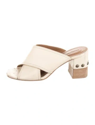 Pre-owned See By Chloé Leather Studded Accents Sandals In Neutrals
