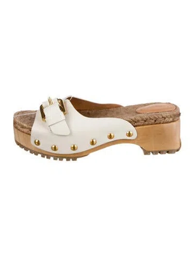 Pre-owned See By Chloé Leather Studded Accents Slides In Gray