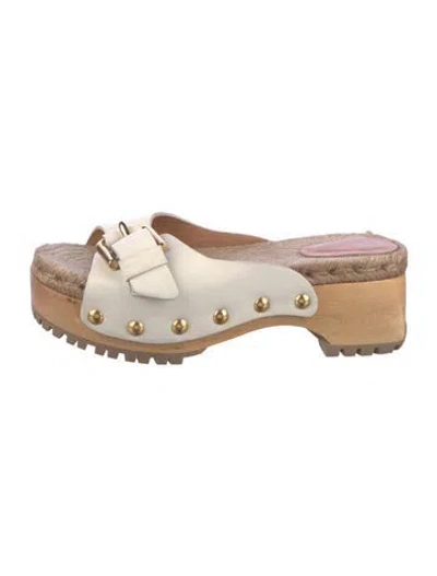 Pre-owned See By Chloé Leather Studded Accents Slides In Gray